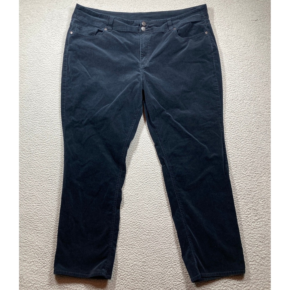 Avenue Corduroy Pants Womens Plus 26 Black Straight‎ Stretch Heritage Preppy